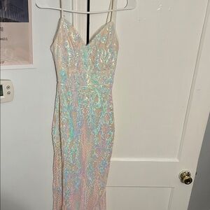 Cream and White Sequin Dress